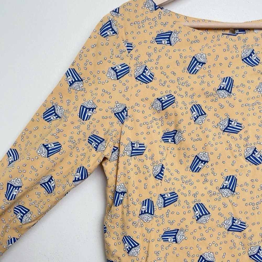 Modcloth Size M Emily And Fin Popcorn Printover Three Quarter Sleeve Shift Dress - Picture 3 of 10